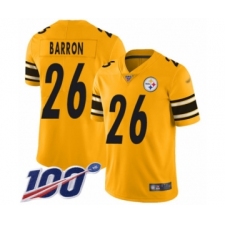Men's Pittsburgh Steelers #26 Mark Barron Limited Gold Inverted Legend 100th Season Football Jersey