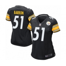 Women's Pittsburgh Steelers #51 Mark Barron Game Black Team Color Football Jersey