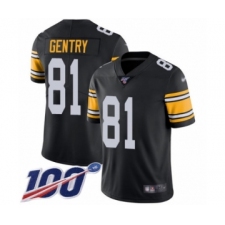 Youth Pittsburgh Steelers #81 Zach Gentry Black Alternate Vapor Untouchable Limited Player 100th Season Football Jersey