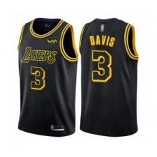 Men's Los Angeles Lakers #3 Anthony Davis Authentic Black City Edition Basketball Jersey