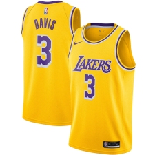 Men's Los Angeles Lakers #3 Anthony Davis Nike Gold 2020-21 Swingman Jersey
