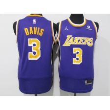 Men's Los Angeles Lakers #3 Anthony Davis Purple 75th Anniversary Stitched Basketball Jersey