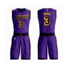 Youth Los Angeles Lakers #3 Anthony Davis Swingman Purple Basketball Suit Jersey - City Edition