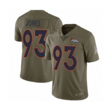 Men's Denver Broncos #93 Dre'Mont Jones Limited Olive 2017 Salute to Service Football Jersey