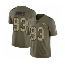 Men's Denver Broncos #93 Dre'Mont Jones Limited Olive Camo 2017 Salute to Service Football Jersey