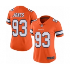 Women's Denver Broncos #93 Dre'Mont Jones Limited Orange Rush Vapor Untouchable Football Jersey