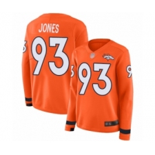 Women's Denver Broncos #93 Dre'Mont Jones Limited Orange Therma Long Sleeve Football Jersey