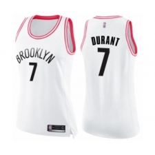 Women's Brooklyn Nets #7 Kevin Durant Swingman White Pink Fashion Basketball Jersey
