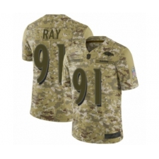 Men's Baltimore Ravens #91 Shane Ray Limited Olive Camo Salute to Service Football Jersey