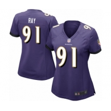 Women's Baltimore Ravens #91 Shane Ray Game Purple Team Color Football Jersey