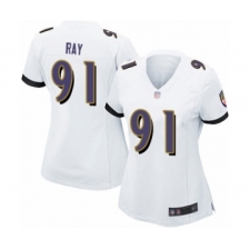 Women's Baltimore Ravens #91 Shane Ray Game White Football Jersey