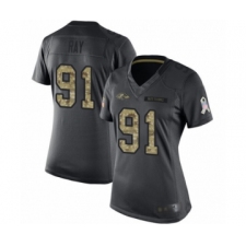 Women's Baltimore Ravens #91 Shane Ray Limited Black 2016 Salute to Service Football Jersey