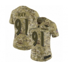 Women's Baltimore Ravens #91 Shane Ray Limited Camo 2018 Salute to Service Football Jersey