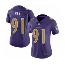 Women's Baltimore Ravens #91 Shane Ray Limited Purple Rush Vapor Untouchable Football Jersey