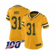 Women's Green Bay Packers #31 Adrian Amos Limited Gold Inverted Legend 100th Season Football Jersey