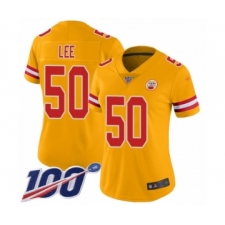Women's Kansas City Chiefs #50 Darron Lee Limited Gold Inverted Legend 100th Season Football Jersey