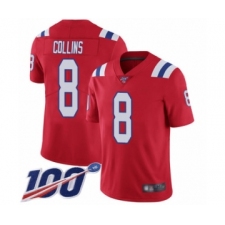 Men's New England Patriots #8 Jamie Collins Red Alternate Vapor Untouchable Limited Player 100th Season Football Jersey