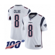Men's New England Patriots #8 Jamie Collins White Vapor Untouchable Limited Player 100th Season Football Jersey