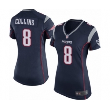 Women's New England Patriots #8 Jamie Collins Game Navy Blue Team Color Football Jersey