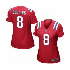Women's New England Patriots #8 Jamie Collins Game Red Alternate Football Jersey