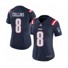 Women's New England Patriots #8 Jamie Collins Limited Navy Blue Rush Vapor Untouchable Football Jersey