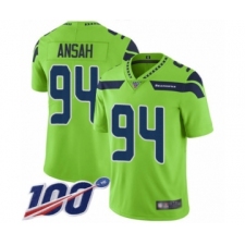 Men's Seattle Seahawks #94 Ezekiel Ansah Limited Green Rush Vapor Untouchable 100th Season Football Jersey