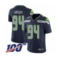 Men's Seattle Seahawks #94 Ezekiel Ansah Navy Blue Team Color Vapor Untouchable Limited Player 100th Season Football Jersey