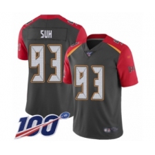 Men's Tampa Bay Buccaneers #93 Ndamukong Suh Limited Gray Inverted Legend 100th Season Football Jersey