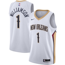 Men's New Orleans Pelicans #1 Zion Williamson Nike White 2020-21 Swingman Jersey