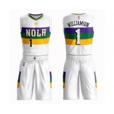 Men's New Orleans Pelicans #1 Zion Williamson Swingman White Basketball Suit Jersey - City Edition