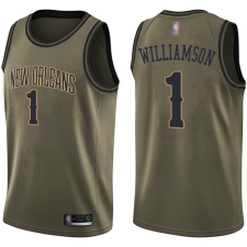 Nike New Orleans Pelicans #1 Zion Williamson Green NBA Swingman Salute to Service Jersey