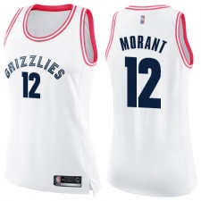 Women's Nike Memphis Grizzlies #12 Ja Morant White Pink NBA Swingman Fashion Jersey