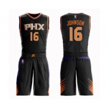 Men's Phoenix Suns #16 Tyler Johnson Swingman Black Basketball Suit Jersey - Statement Edition