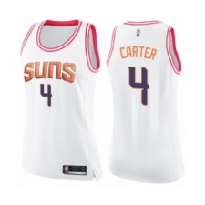 Women's Phoenix Suns #4 Jevon Carter Swingman White Pink Fashion Basketball Jersey