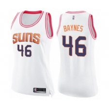 Women's Phoenix Suns #46 Aron Baynes Swingman White Pink Fashion Basketball Jerse
