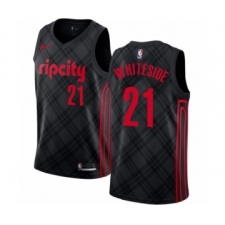 Men's Portland Trail Blazers #21 Hassan Whiteside Authentic Black Basketball Jersey - City Edition
