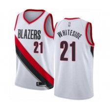 Men's Portland Trail Blazers #21 Hassan Whiteside Authentic White Basketball Jersey - Association Edition