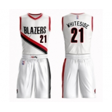 Youth Portland Trail Blazers #21 Hassan Whiteside Swingman White Basketball Suit Jersey - Association Edition