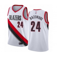 Men's Portland Trail Blazers #24 Kent Bazemore Authentic White Basketball Jersey - Association Edition