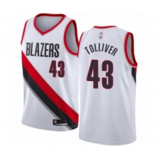 Men's Portland Trail Blazers #43 Anthony Tolliver Authentic White Basketball Jersey - Association Edition
