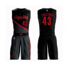 Men's Portland Trail Blazers #43 Anthony Tolliver Swingman Black Basketball Suit Jersey - City Edition