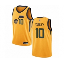 Men's Utah Jazz #10 Mike Conley Authentic Gold Basketball Jersey Statement Edition
