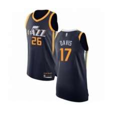 Men's Utah Jazz #17 Ed Davis Authentic Navy Blue Basketball Jersey - Icon Edition