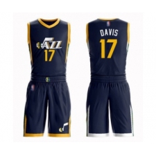 Men's Utah Jazz #17 Ed Davis Authentic Navy Blue Basketball Suit Jersey - Icon Edition