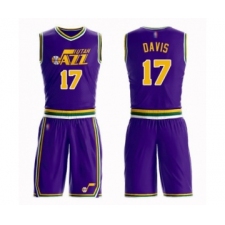 Men's Utah Jazz #17 Ed Davis Authentic Purple Basketball Suit Jersey