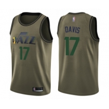 Men's Utah Jazz #17 Ed Davis Swingman Green Salute to Service Basketball Jersey