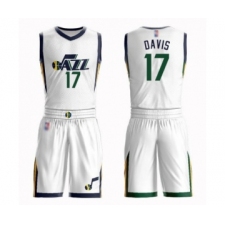Youth Utah Jazz #17 Ed Davis Swingman White Basketball Suit Jersey - Association Edition