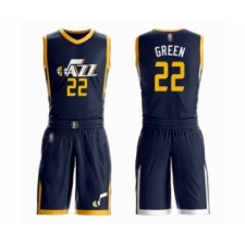 Men's Utah Jazz #22 Jeff Green Authentic Navy Blue Basketball Suit Jersey - Icon Edition