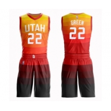Men's Utah Jazz #22 Jeff Green Authentic Orange Basketball Suit Jersey - City Edition
