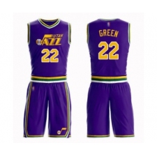 Men's Utah Jazz #22 Jeff Green Authentic Purple Basketball Suit Jersey